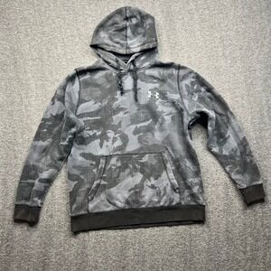 Under Armour Hoodie Mens Large Grey Camo ColdGear Fitted Pullover 1311238